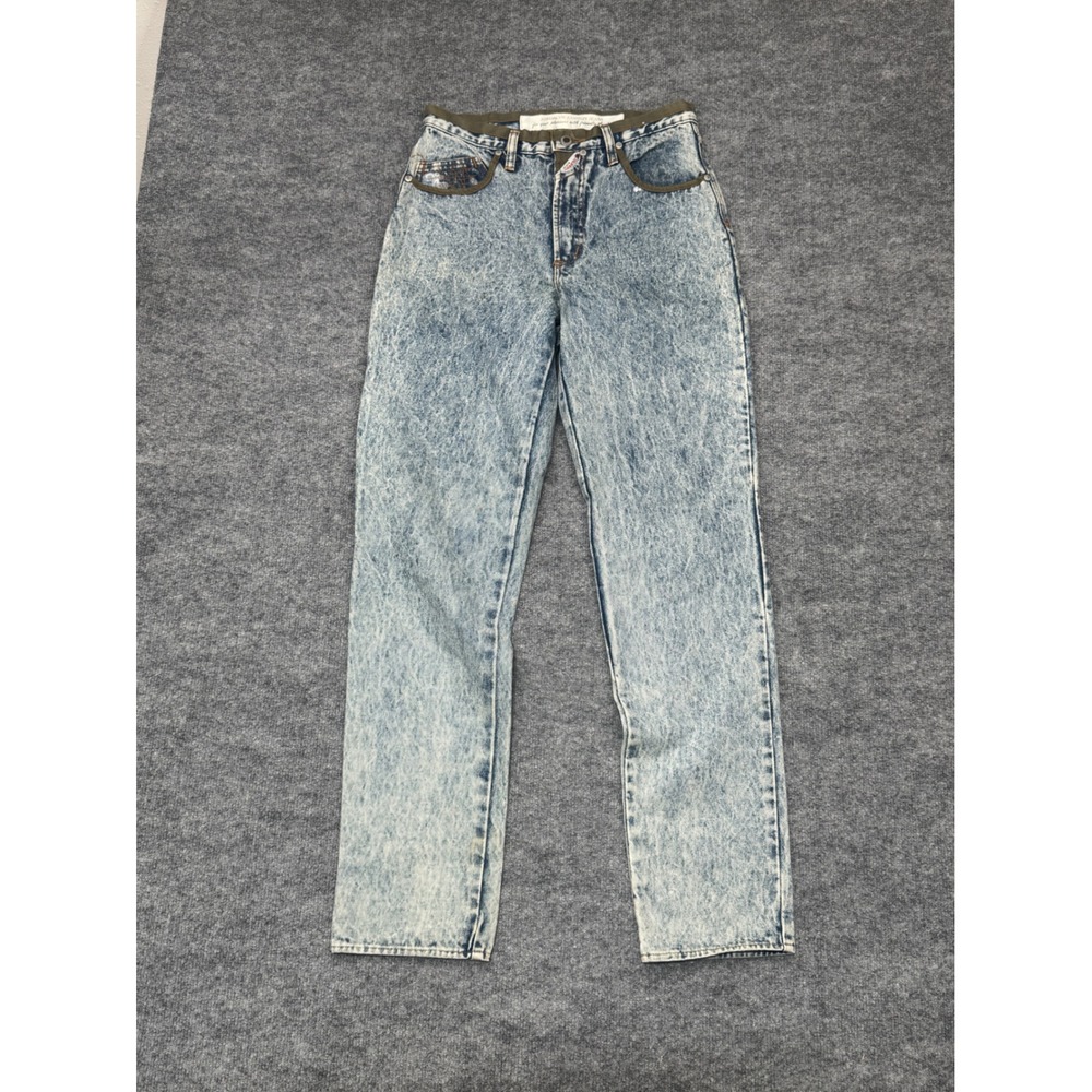 Vintage Jordache Acid Wash Jeans Women 32 High Rise Straight Leg Blue Denim 80s